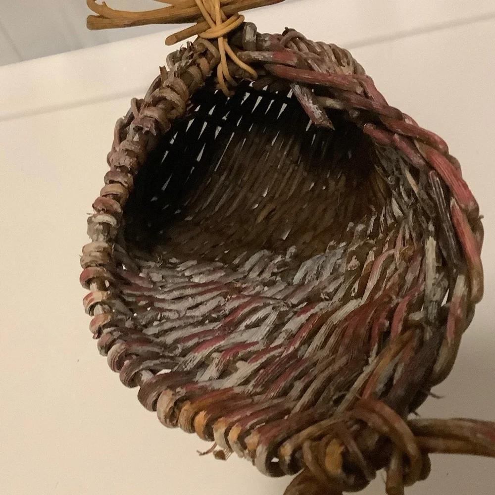 Rustic Grapevine Wall Basket 3x5x9 Country Boho Garden Cottagecore Eclectic